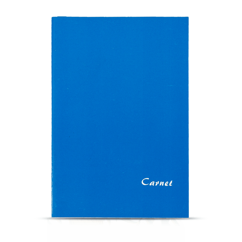 livro de exercícios com linha horizontal azul