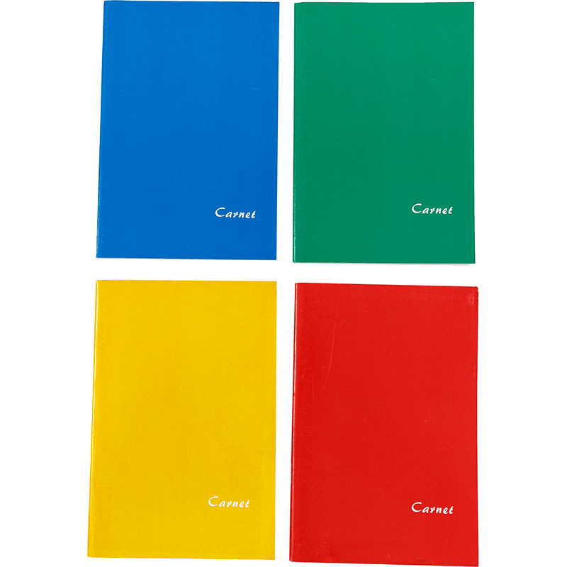 livro de exercícios com linha horizontal azul