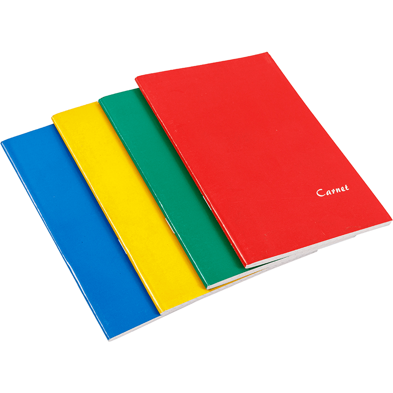 livro de exercícios com linha horizontal azul