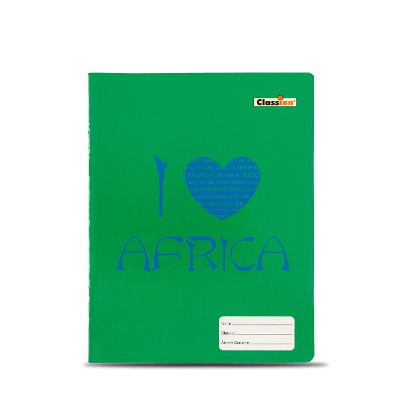 Livro de exercícios verde com padrão de amor