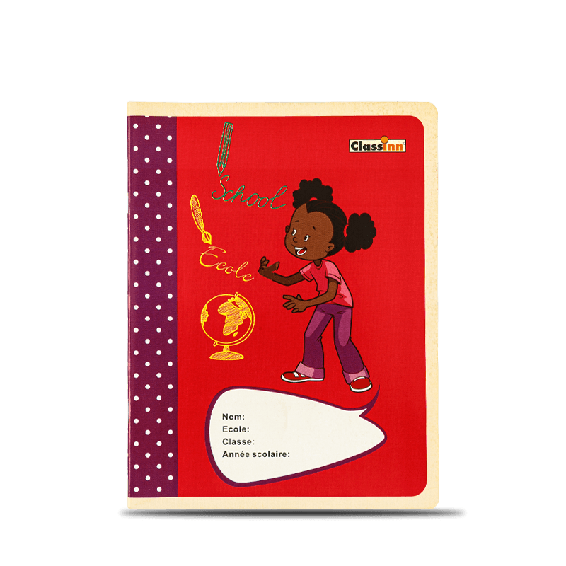 Livro de exercícios vermelho de linda garota